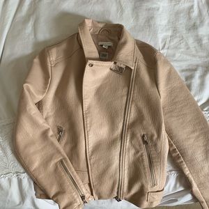 Topshop Nude Pink Vegan Leather Jacket, Size 8